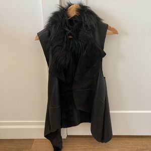 Black faux fur vest